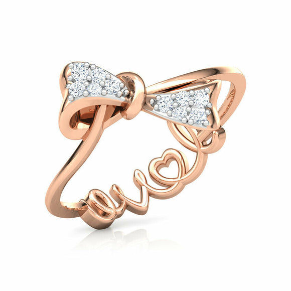 1ct Engagement Ring Round Cut Diamond Bow Knot Design 14k Rose Gold Finish