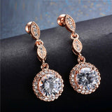 3ct Round Cut VVS1 Diamond Halo Milgrain Design Drop Earrings 14k Rose Gold Over