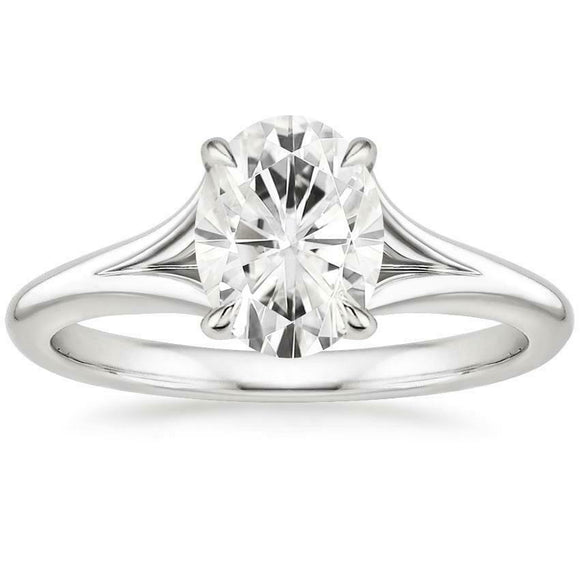 2ct Oval Cut Diamond Solitaire Ring 14k White Gold Finish Twisted Split Shank