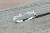 1.2ct Round Cut Diamond Wedding Band Leaf Petite Stackable 14k White Gold Finish