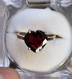 1.2ct Engagement Ring Heart Cut Red Garnet Solitaire Women 14k White Gold Finish