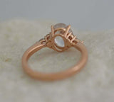 1ct Engagement Ring Oval Cut Diamond Accents Solitaire 14k Rose Gold Finish