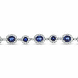 20ct Oval Cut Blue Sapphire Halo Short Link Tennis Bracelet 14k White Gold Over