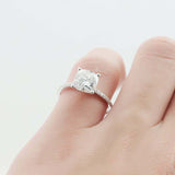 1.5ct Cushion Cut Diamond Engagement Ring Accents Solitaire 14k WhiteGold Finish