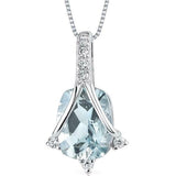 2Ct Elongated Cushion Cut Blue Aquamarine Pendant 14K White Gold Finish NO CHAIN