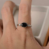 2ct Oval Cut Black Diamond Engagement Ring Milgrain Trilogy 14k WhiteGold Finish