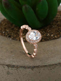 1.3ct Oval Cut VVS1D Diamond Engagement Ring Vintage Halo 14k Rose Gold Finish