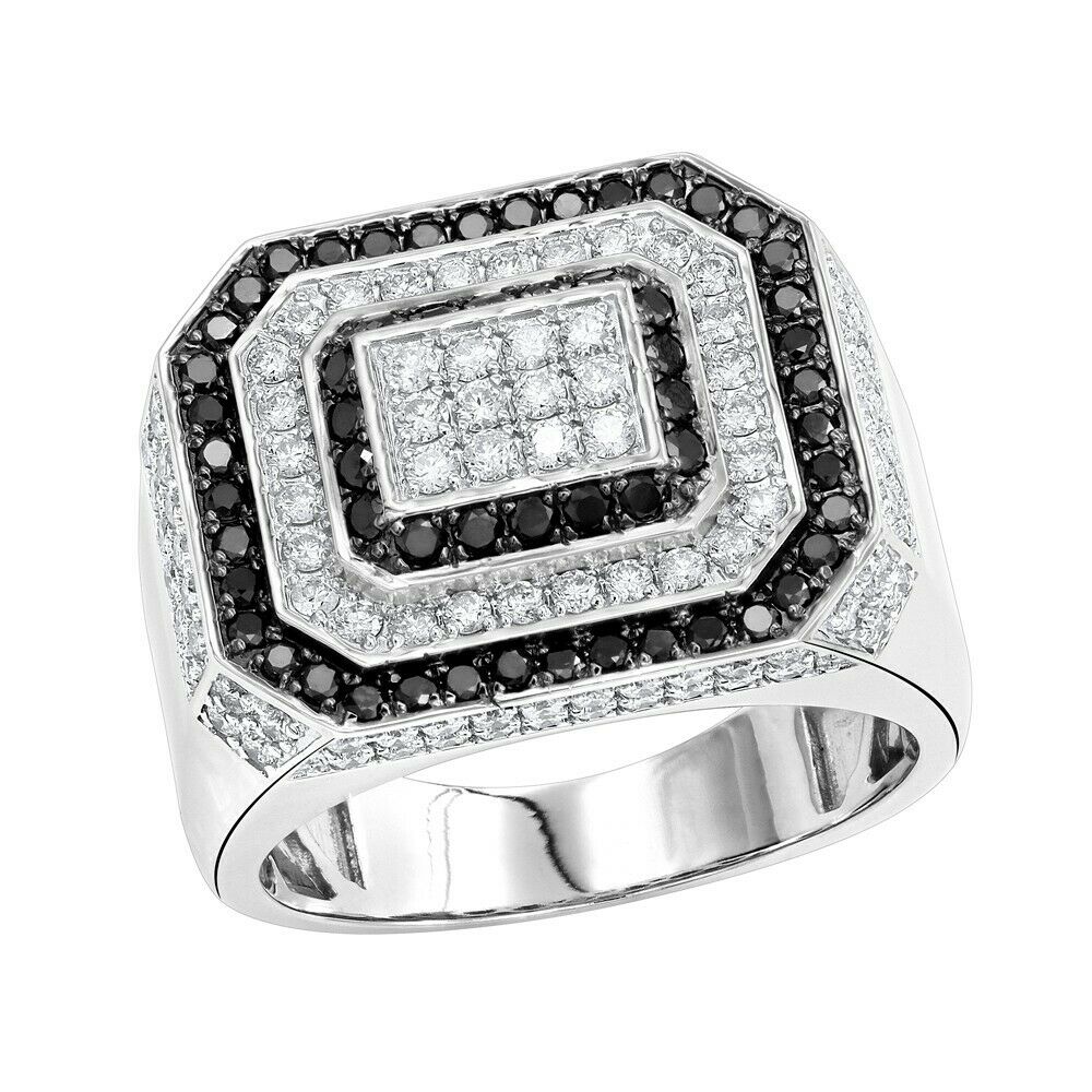 5Ct Round Cut Black Diamond Statement Men Wedding Band 14K White Gold HeartsAndYou