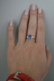 2.3ct Engagement Ring Oval Cut Blue Tanzanite Diamond Petite 14k RoseGold Finish