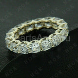 3ct Cushion Simulated Diamond Full Eternity Wedding Band 14k Yellow Gold Plated