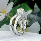 2ct Round Cut Diamond Engagement Ring Hidden Halo Bridal Set 14k White Gold Over