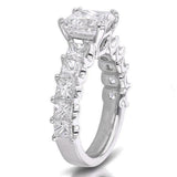 5Ct Princess Cut Diamond Gatsby Bridal Set Engagement Ring 14K White Gold Finish