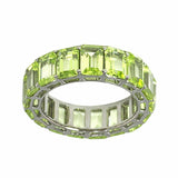 5Ct Emerald Cut Green Peridot Full Eternity Wedding Band 14K White Gold Finish