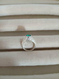 1ct Engagement Ring Round Cut Green Emerald Filigree 14k White Gold Finish