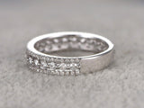 3ct Round Cut Diamond Three Row Petite 3/4th Eternity Band 14k White Gold Finish