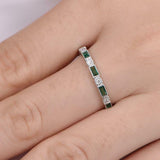 1.4ct Baguette Cut Green Emerald Wedding Band Full Eternity 14k WhiteGold Finish