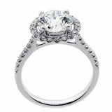 1.3ct Round Diamond Halo Classic Solitaire Engagement Ring 14k White Gold Finish