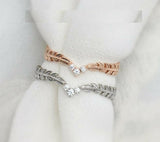 Leaf Vine Petite Engagement Ring 0.15ct Round Cut Diamond 14k Rose Gold Finish