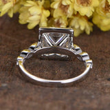 2ct Princess Cut Diamond Halo Solitaire with Accents Ring 14k White Gold Finish