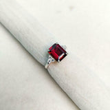 1.66ct Engagement Ring Emerald Cut Pink Ruby Diamond Petite 14k WhiteGold Finish