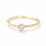 0.6ct Princess Cut VVS1D Diamond Engagement Ring Minimalist 14k Yellow Gold Over