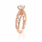 2ct Round Diamond Engagement Ring Vintage Milgrain Solitaire 14k Rose Gold Over