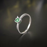 0.5Ct Pear Cut Green Emerald Floral Petite Engagement Ring 14K White Gold Finish