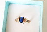 2Ct Radiant Cut Blue Sapphire Diamond Vintage Engagement Ring 14K Rose Gold Over