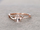 1.6ct Oval Cut Peach Morganite Engagement Ring 14k Rose Gold Finish Split Shank