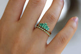 1.3ct Baguette Green Emerald Engagement Ring 14k Yellow Gold Over Art Deco Crown