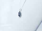 1.4ct Blue Sapphire Pendant with Chain Pear Cut Art Deco 14k White Gold Finish