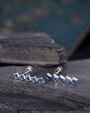 1ct Princess Cut Blue Sapphire Straight Drop Earring Women 14k White Gold Finish