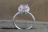 2.2ct Oval Cut Peach Morganite Engagement Ring 14k Rose Gold Finish Diamond Halo