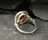 2.4ct Oval Cut Pink Ruby Vintage Inspired Halo Ring 14k White Gold Finish