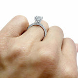 2ct Oval Cut Diamond Engagement Ring Accent with Solitaire 14k White Gold Finish