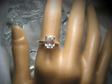 Solitaire Women Engagement Ring 1.5ct Emerald Cut Diamond 14k White Gold Finish