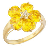 5ct Engagement Ring Heart Cut Yellow Citrine Floral Women 14k Yellow Gold Finish