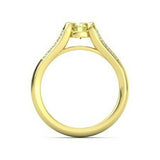 3Ct Round Cut Yellow Sapphire Diamond Accent Solitaire Ring 14K Yellow Gold Over