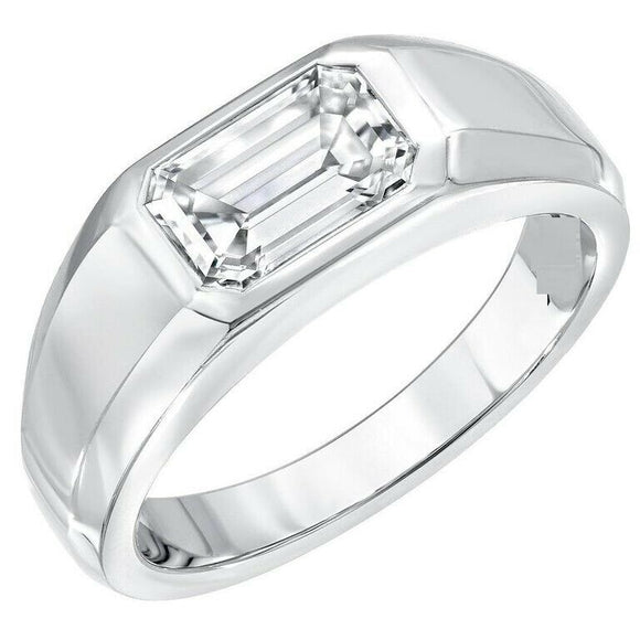 1.6ct Emerald Cut Diamond Engagement Ring Solitaire Promise 14k WhiteGold Finish