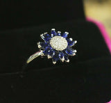 2.3ct Marquise Cut Blue Sapphire Engagement Ring 14k White Gold Finish Solitaire