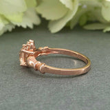 1ct Heart Cut Peach Morganite Claddagh Design Engagement Ring 14k Rose Gold Over