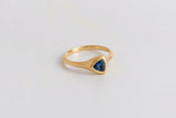 0.5ct Trillion Cut Blue Sapphire Engagement Ring Solitaire 14k YellowGold Finish