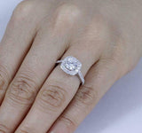 2.3ct Round Cut Diamond Engagement Ring Halo Bridal Set Band 14k White Gold Over