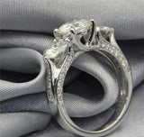 4Ct Round Cut Diamond Elegant Three Stone Engagement Ring 14K White Gold Finish