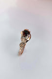 1ct Round Cut Red Garnet Engagement Ring Leaf Vine Solitaire 14k RoseGold Finish