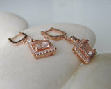 2ct Cushion Cut Peach Morganite Unique Drop Earrings Women 14k Rose Gold Finish