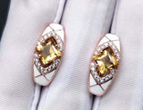 2.3ct Drop Earrings Princess Cut Yellow Citrine Geometric 14k Rose Gold Finish