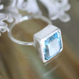 4ct Emerald Cut Blue Aquamarine Engagement Ring Solitaire 14k White Gold Finish