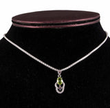 2.3ct Green Peridot Pendant Oval Cut Stylish 14k White Gold Finish NO CHAIN