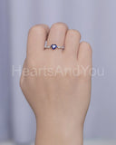 1ct Heart Cut Simulated Blue Sapphire Minimalist Ring 14k White Gold Plated